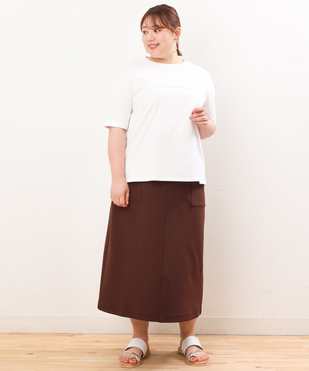 OLKHS59060 eur3(エウルキューブ) 【大きいサイズ】着心地さらっとコットンロゴTシャツ ホワイト(90)