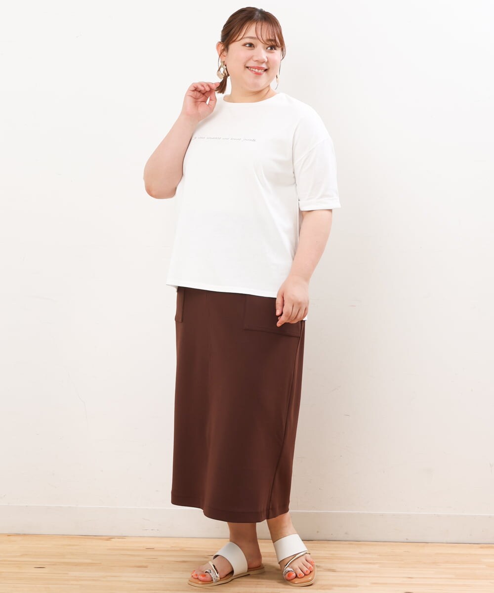 OLKHS59060 eur3(エウルキューブ) 【大きいサイズ】着心地さらっとコットンロゴTシャツ ホワイト(90)