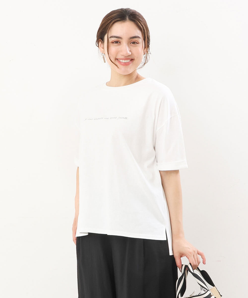 OLKHS59060 eur3(エウルキューブ) 【大きいサイズ】着心地さらっとコットンロゴTシャツ ホワイト(90)
