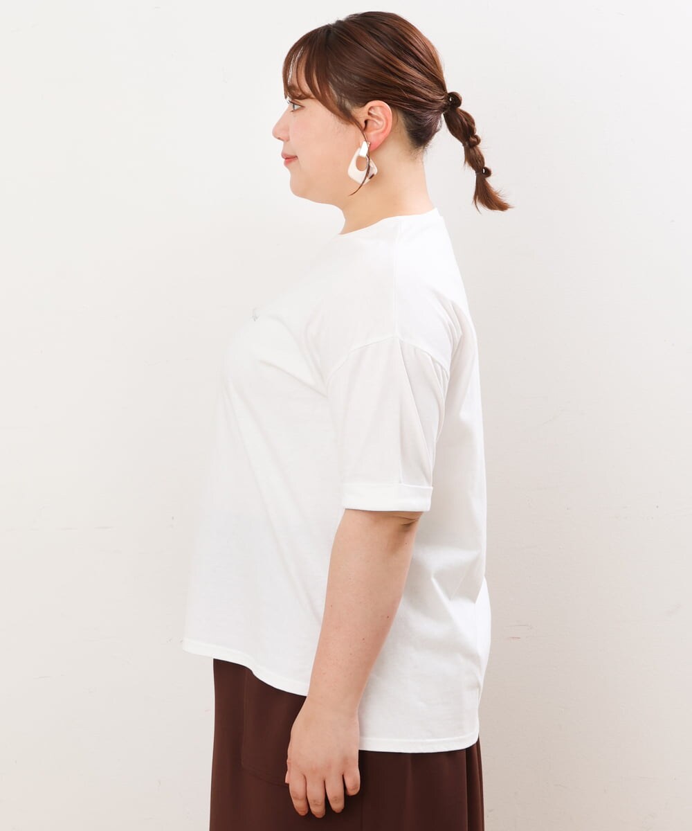 OLKHS59060 eur3(エウルキューブ) 【大きいサイズ】着心地さらっとコットンロゴTシャツ ホワイト(90)