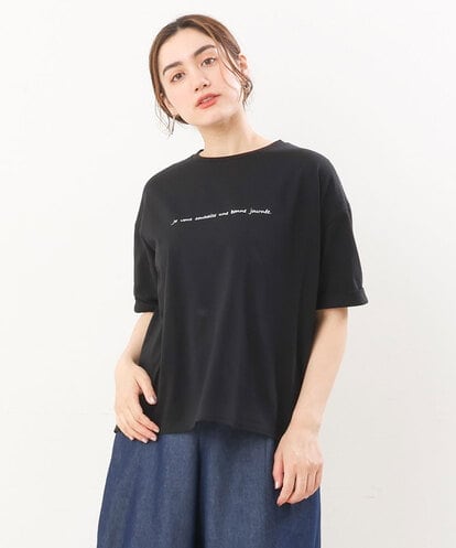 OLKHS59060  【大きいサイズ】着心地さらっとコットンロゴTシャツ