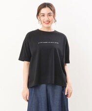 OLKHS59060 eur3(エウルキューブ) 【大きいサイズ】着心地さらっとコットンロゴTシャツ ブラック(94)