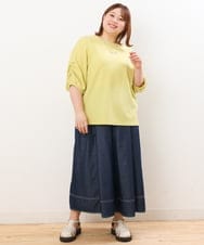 OLKHS62070 eur3(エウルキューブ) 【大きいサイズ】シャーリングギャザートップス ライトグリーン(30)