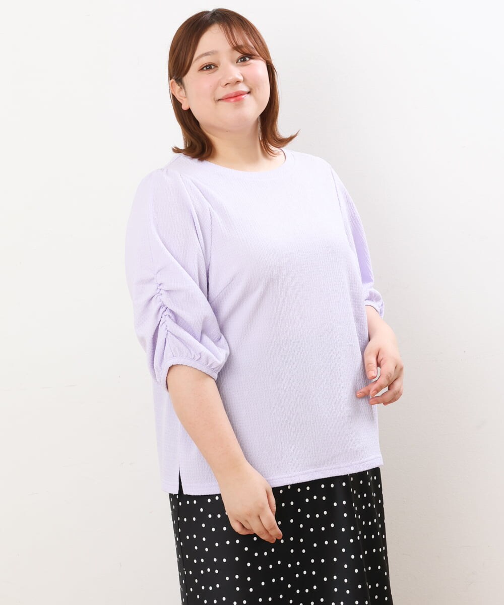 OLKHS62070 eur3(エウルキューブ) 【大きいサイズ】シャーリングギャザートップス ラベンダー(60)