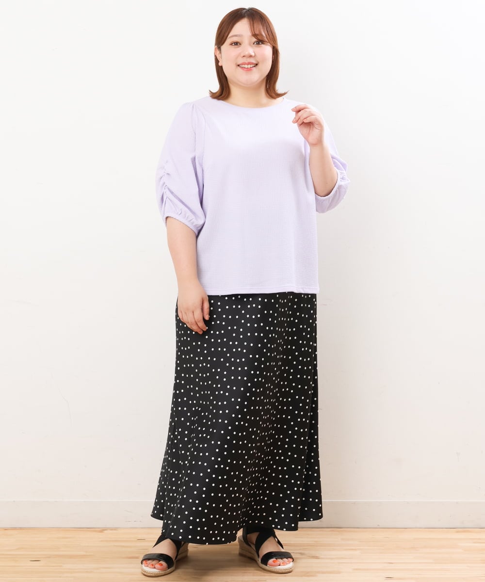 OLKHS62070 eur3(エウルキューブ) 【大きいサイズ】シャーリングギャザートップス ラベンダー(60)