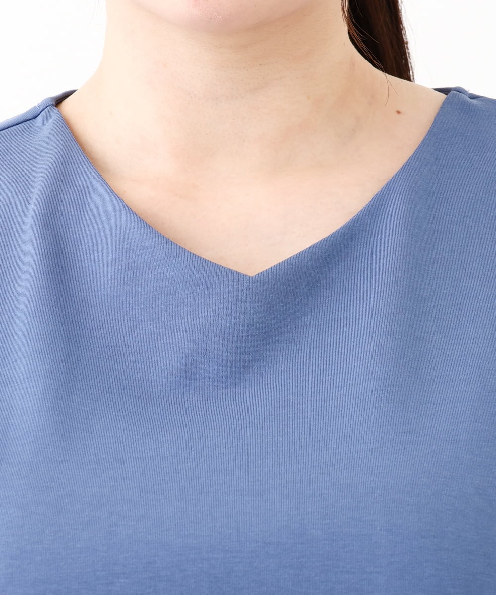 OLKHV13064 eur3(エウルキューブ) 【大きいサイズ/汗染み防止】Vネックカットソー ブルー(55)