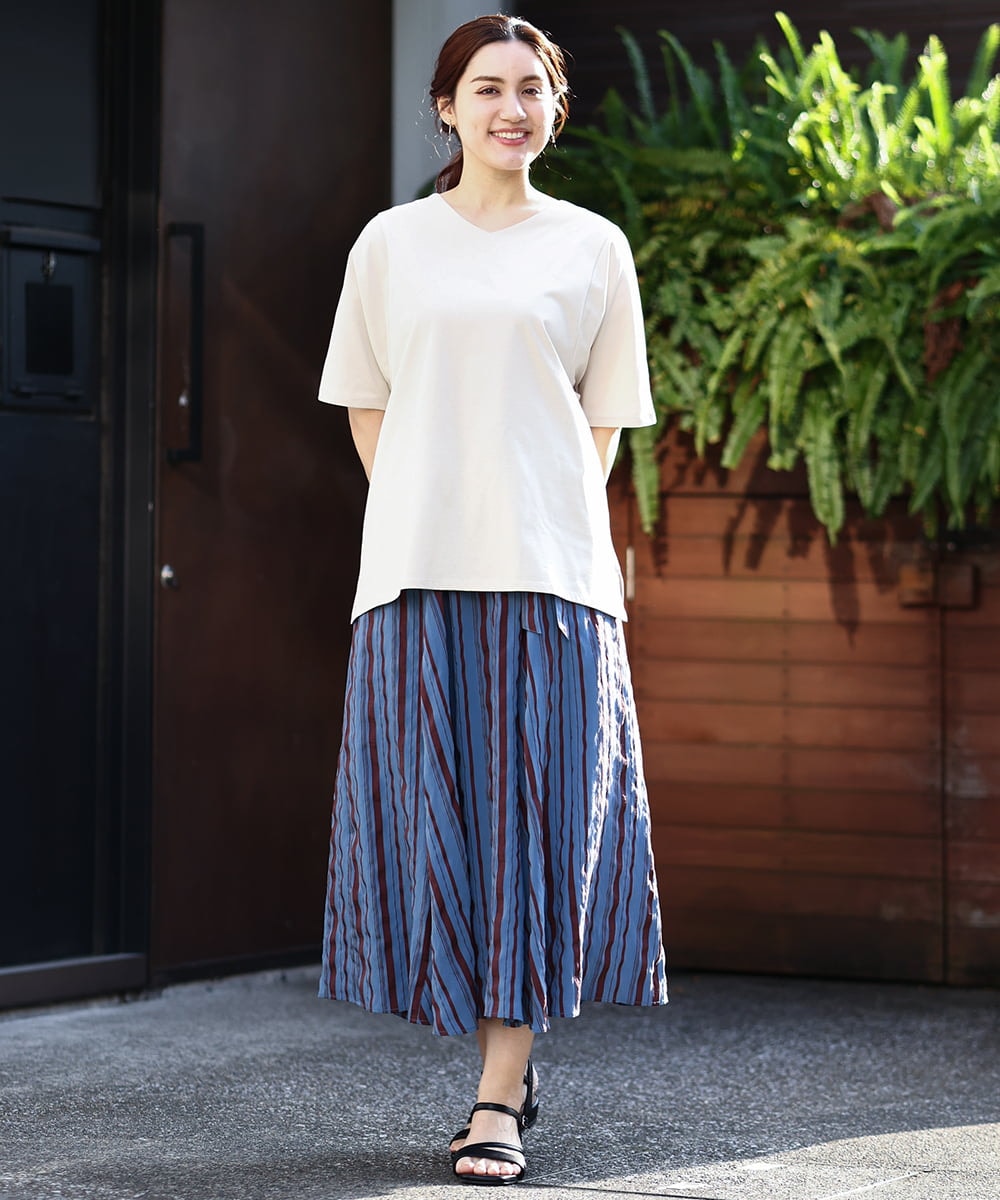 OLKHV13064 eur3(エウルキューブ) 【大きいサイズ/汗染み防止】Vネックカットソー ライトグレー(91)