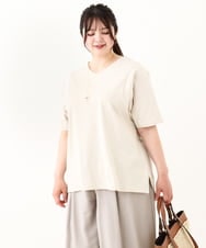 OLKHV13064 eur3(エウルキューブ) 【大きいサイズ/汗染み防止】Vネックカットソー ライトグレー(91)