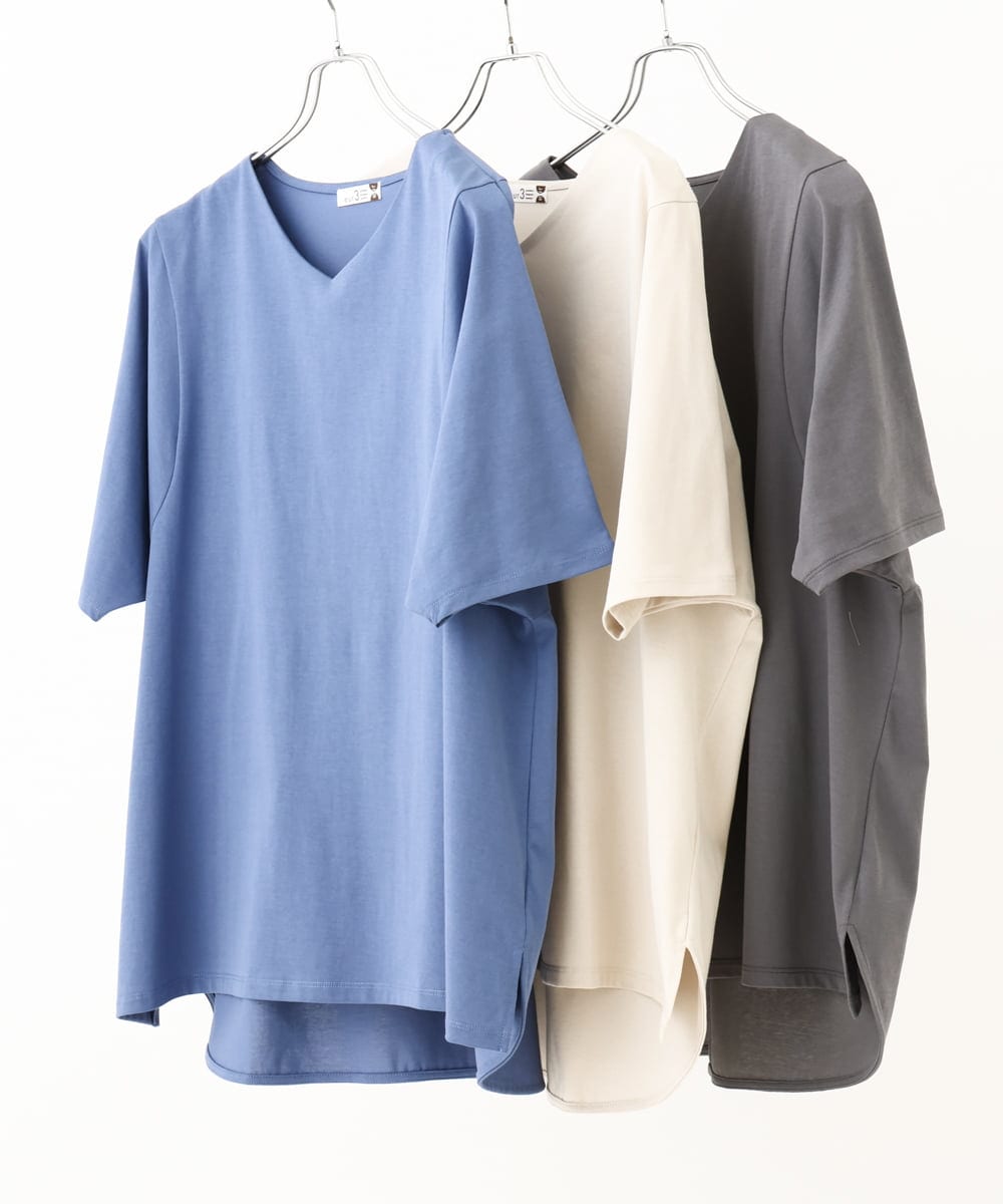 OLKHV13064 eur3(エウルキューブ) 【大きいサイズ/汗染み防止】Vネックカットソー ダークグレー(93)