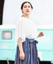 OLKHV28069 eur3(エウルキューブ) 【大きいサイズ/a.v.v×eur3】シフォンケープレイヤードトップス ホワイト(90)