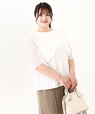 OLKHV28069 eur3(エウルキューブ) 【大きいサイズ/a.v.v×eur3】シフォンケープレイヤードトップス ホワイト(90)