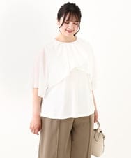 OLKHV28069 eur3(エウルキューブ) 【大きいサイズ/a.v.v×eur3】シフォンケープレイヤードトップス ホワイト(90)