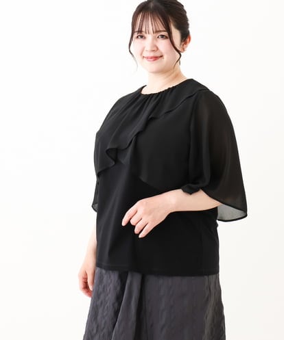 OLKHV28069 eur3 【大きいサイズ/a.v.v×eur3】シフォンケープレイヤードトップス
