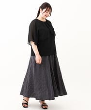OLKHV28069 eur3(エウルキューブ) 【大きいサイズ/a.v.v×eur3】シフォンケープレイヤードトップス ブラック(94)