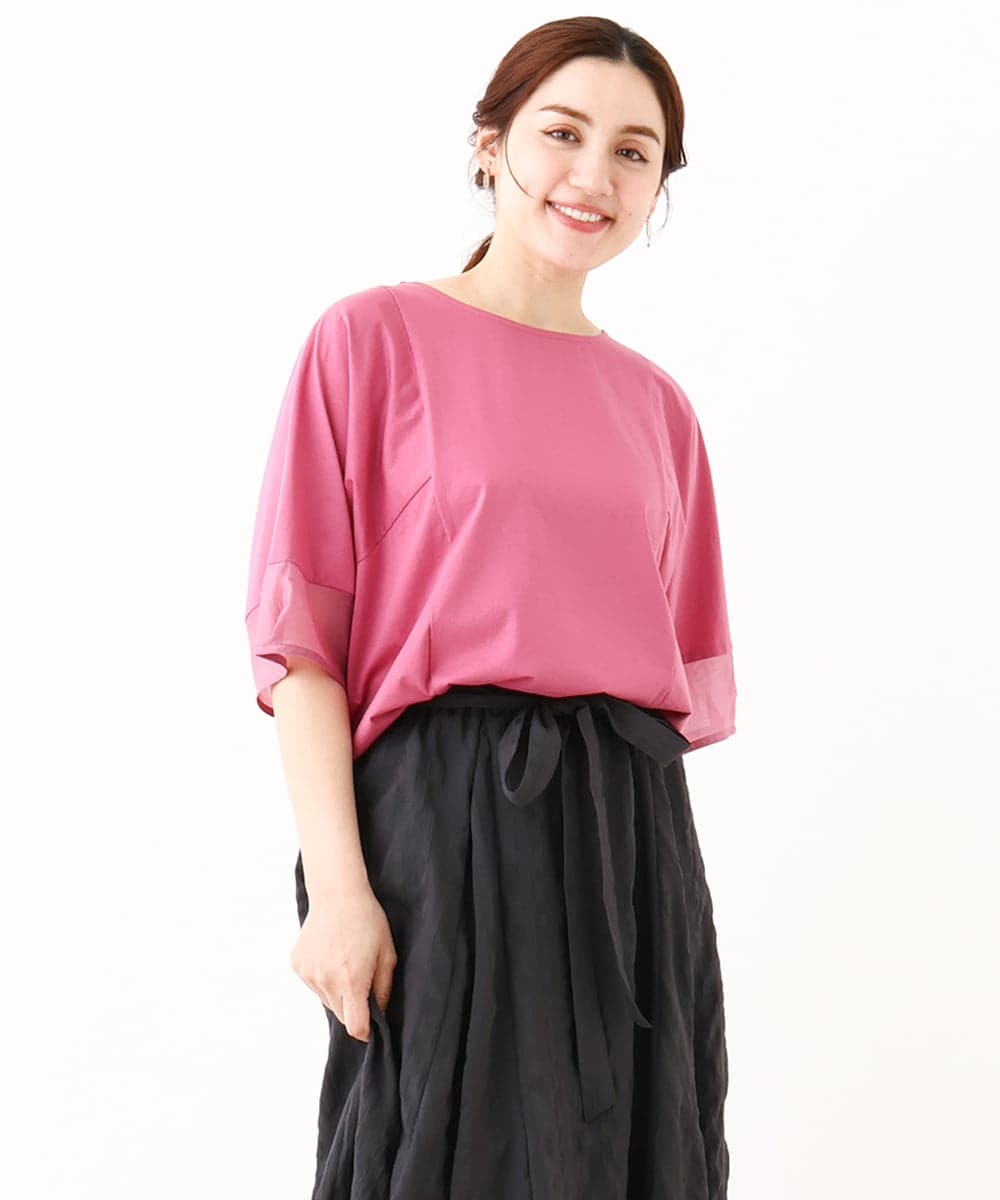 OLKHV38059 eur3(エウルキューブ) 【大きいサイズ/接触冷感】コクーンスリーブカットソー ピンク(03)