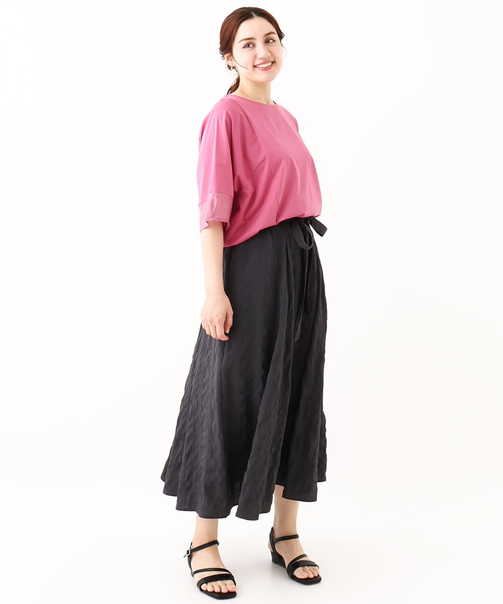 OLKHV38059 eur3(エウルキューブ) 【大きいサイズ/接触冷感】コクーンスリーブカットソー ピンク(03)