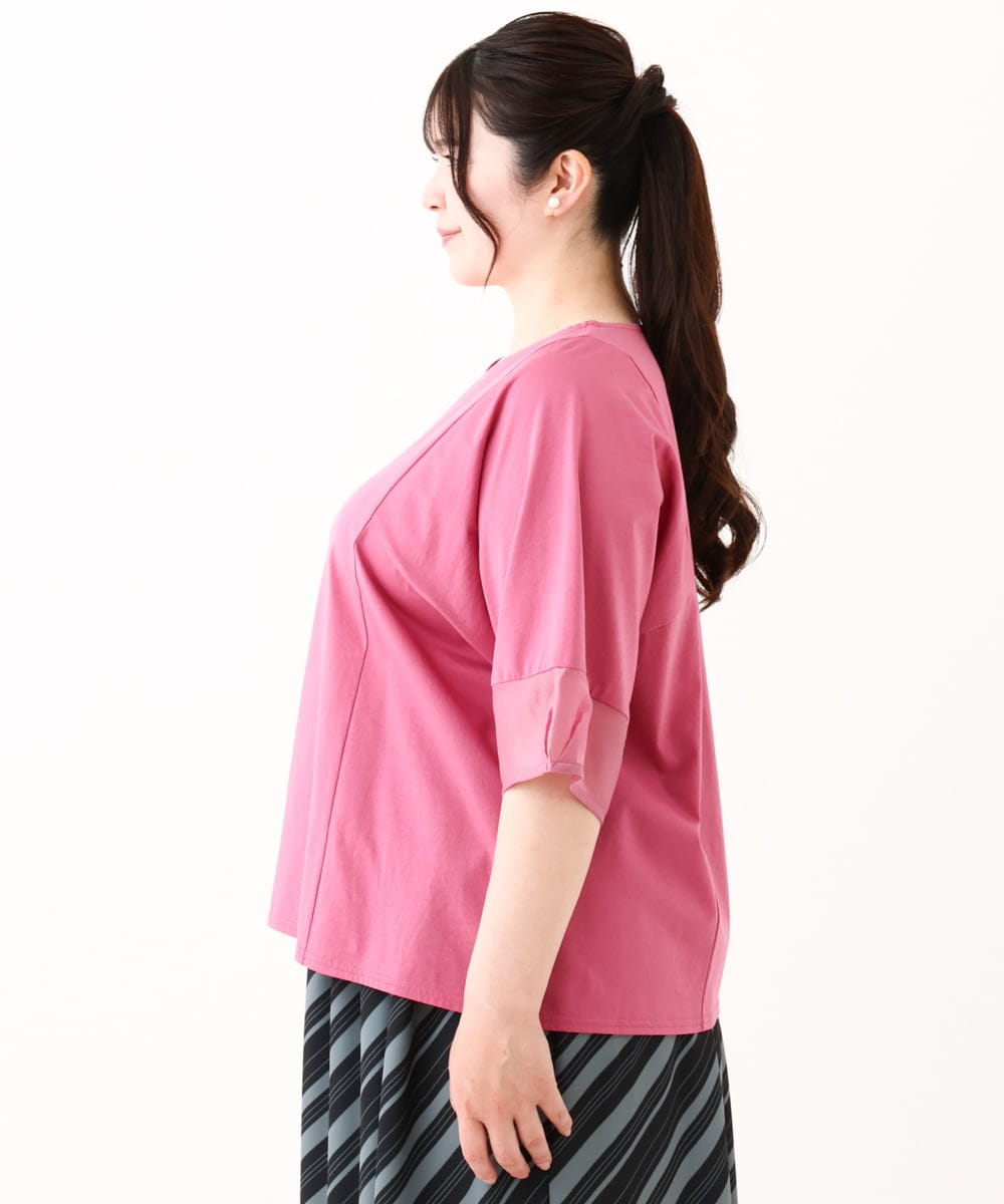 OLKHV38059 eur3(エウルキューブ) 【大きいサイズ/接触冷感】コクーンスリーブカットソー ピンク(03)
