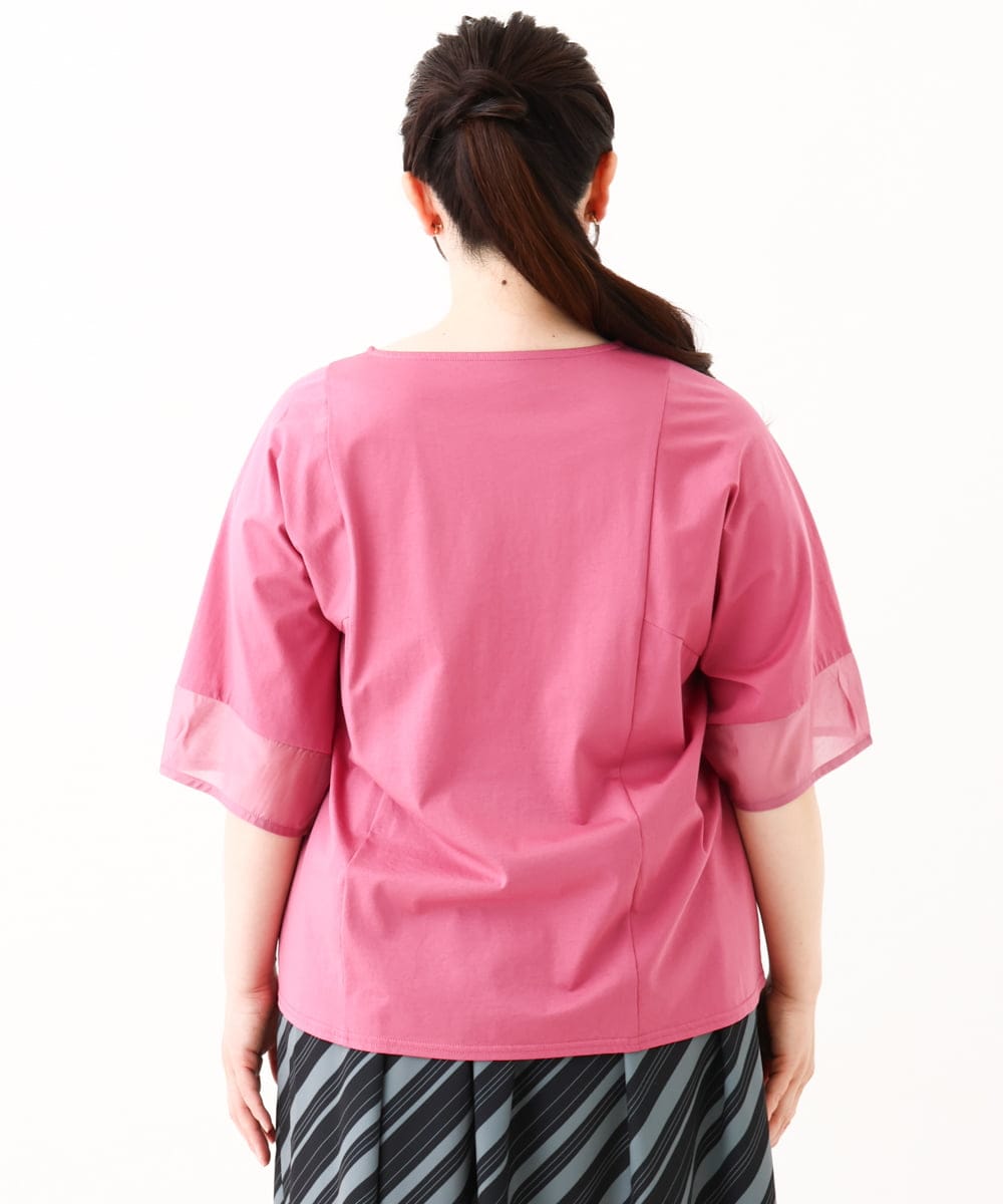 OLKHV38059 eur3(エウルキューブ) 【大きいサイズ/接触冷感】コクーンスリーブカットソー ピンク(03)