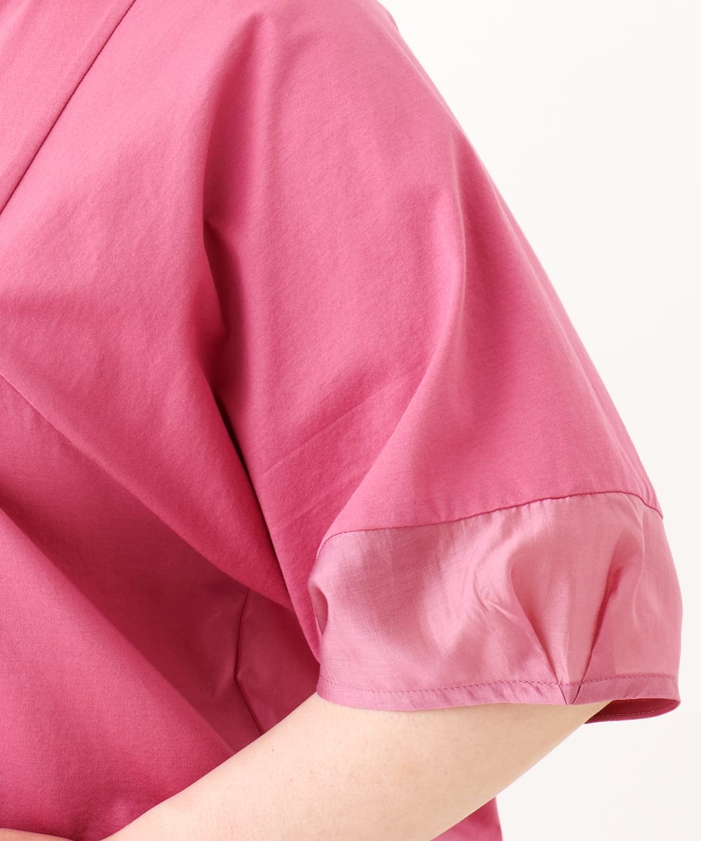 OLKHV38059 eur3(エウルキューブ) 【大きいサイズ/接触冷感】コクーンスリーブカットソー ピンク(03)