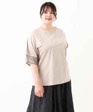 OLKHV38059 eur3(エウルキューブ) 【大きいサイズ/接触冷感】コクーンスリーブカットソー グレージュ(89)