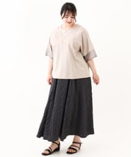 OLKHV38059 eur3(エウルキューブ) 【大きいサイズ/接触冷感】コクーンスリーブカットソー グレージュ(89)