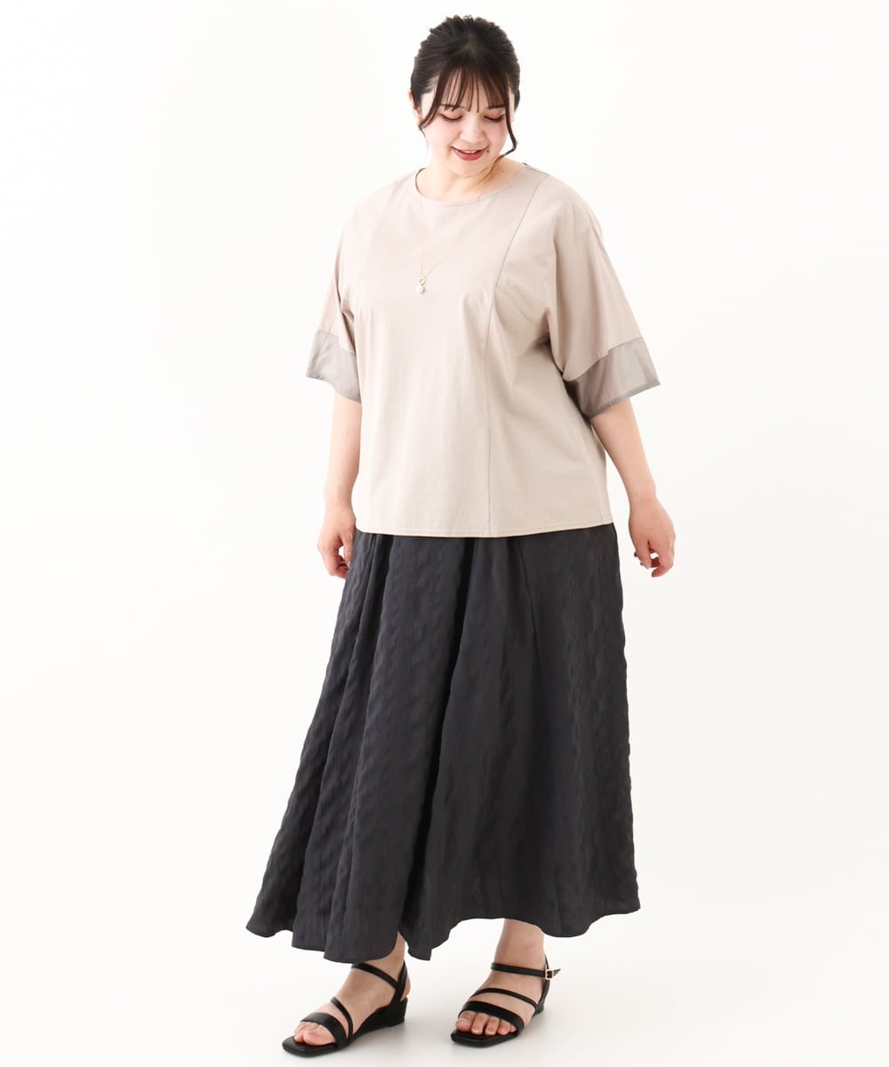 OLKHV38059 eur3(エウルキューブ) 【大きいサイズ/接触冷感】コクーンスリーブカットソー グレージュ(89)