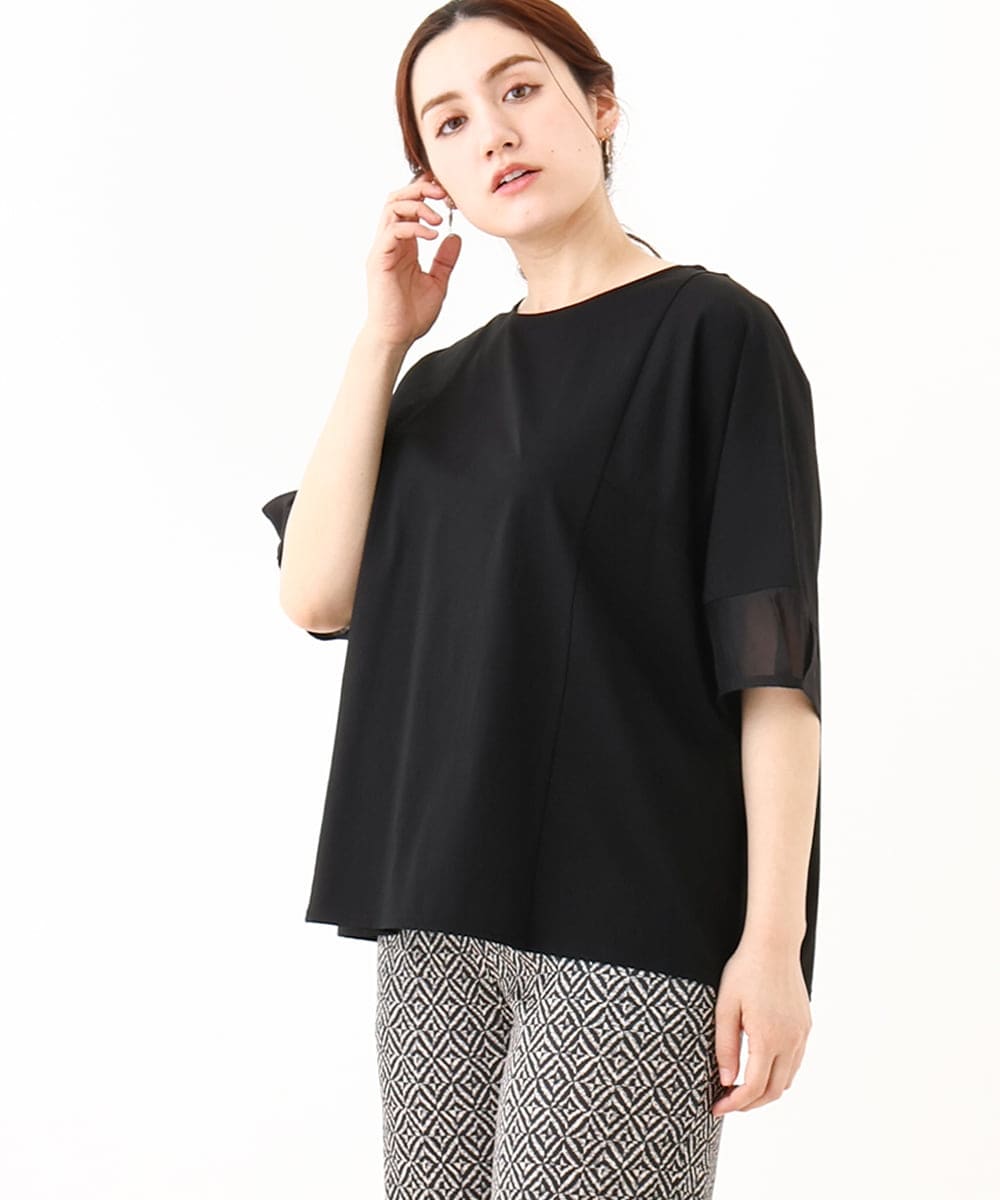 OLKHV38059 eur3(エウルキューブ) 【大きいサイズ/接触冷感】コクーンスリーブカットソー ブラック(94)