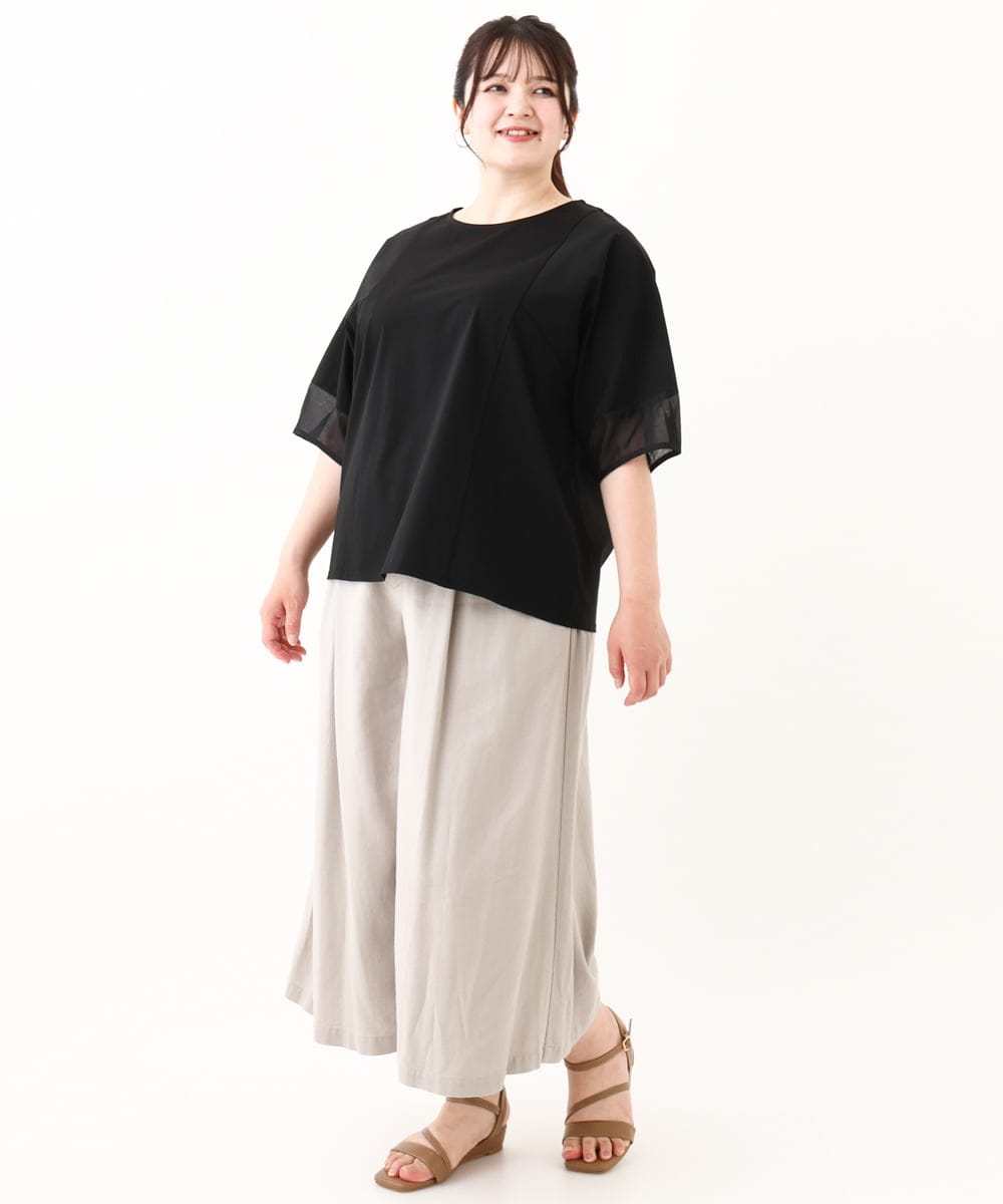 OLKHV38059 eur3(エウルキューブ) 【大きいサイズ/接触冷感】コクーンスリーブカットソー ブラック(94)