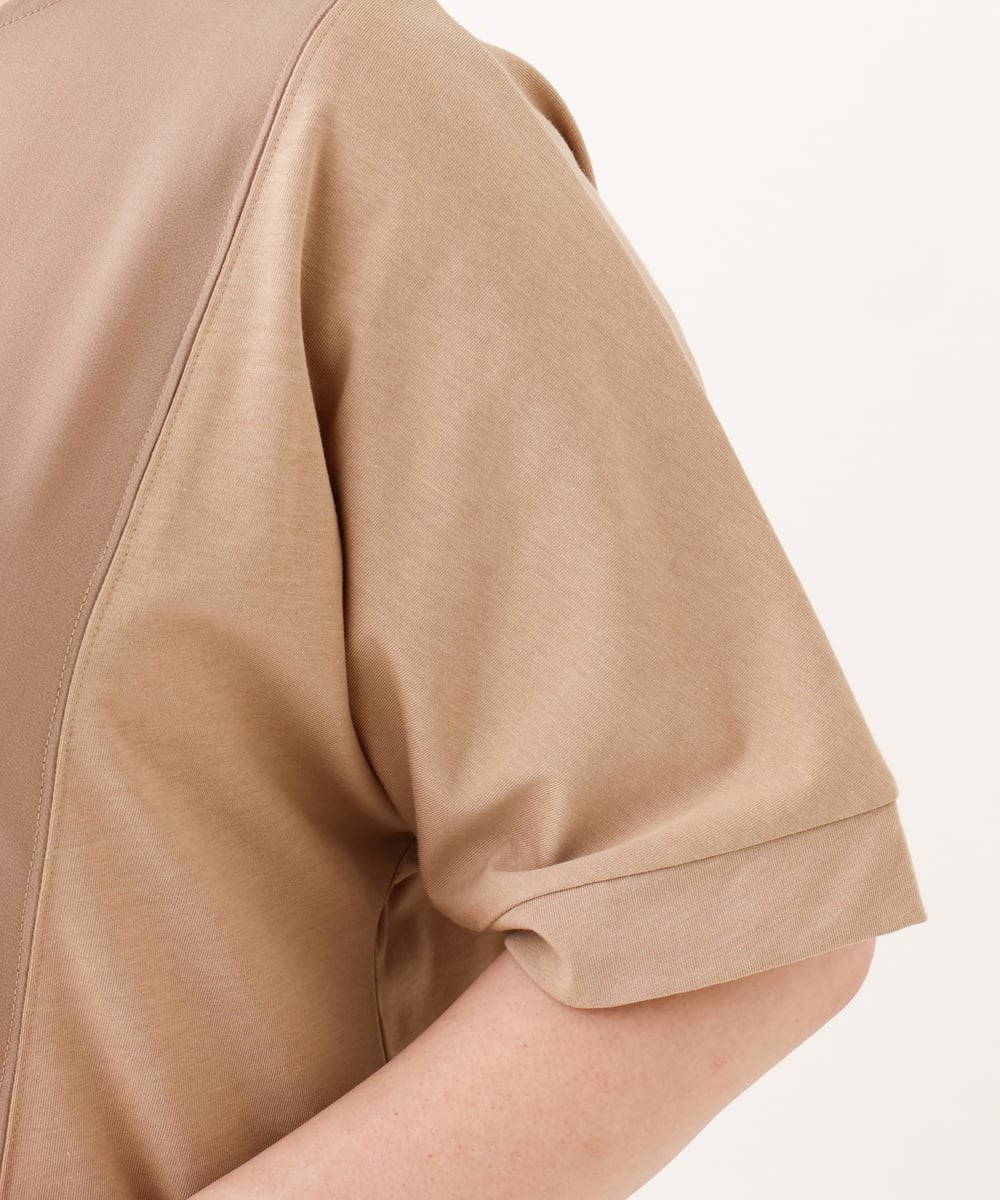OLKHV39089 eur3(エウルキューブ) 【大きいサイズ】ジャージーコンビトップス ベージュ(82)