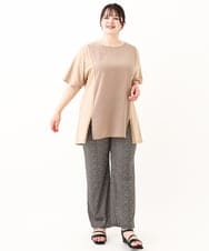 OLKHV39089 eur3(エウルキューブ) 【大きいサイズ】ジャージーコンビトップス ベージュ(82)