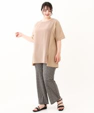OLKHV39089 eur3(エウルキューブ) 【大きいサイズ】ジャージーコンビトップス ベージュ(82)
