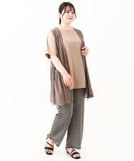 OLKHV39089 eur3(エウルキューブ) 【大きいサイズ】ジャージーコンビトップス ベージュ(82)