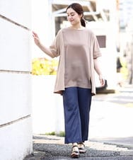 OLKHV39089 eur3(エウルキューブ) 【大きいサイズ】ジャージーコンビトップス ベージュ(82)
