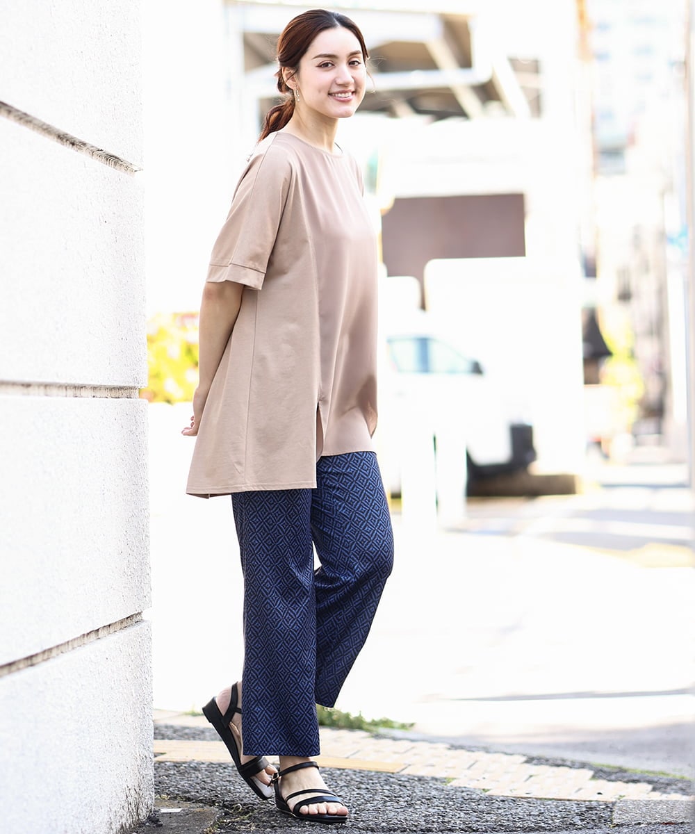 OLKHV39089 eur3(エウルキューブ) 【大きいサイズ】ジャージーコンビトップス ベージュ(82)