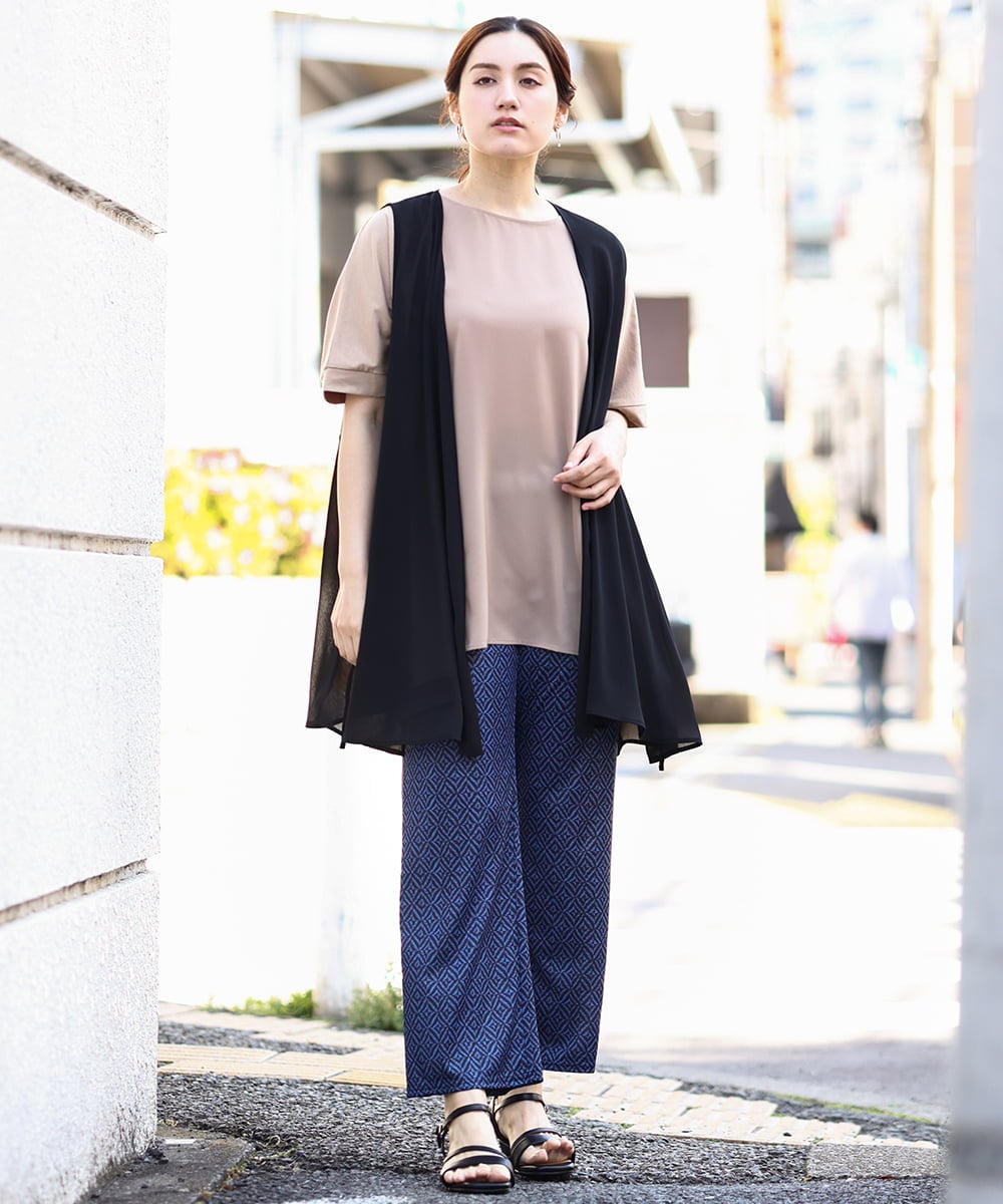 OLKHV39089 eur3(エウルキューブ) 【大きいサイズ】ジャージーコンビトップス ベージュ(82)