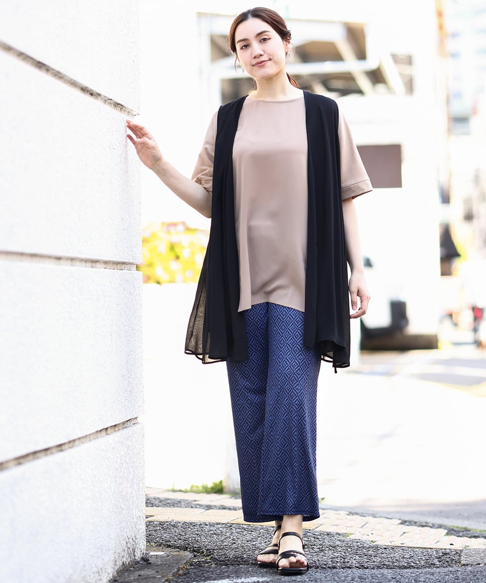 OLKHV39089 eur3(エウルキューブ) 【大きいサイズ】ジャージーコンビトップス ベージュ(82)