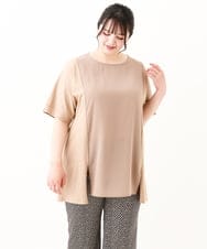 OLKHV39089 eur3(エウルキューブ) 【大きいサイズ】ジャージーコンビトップス ベージュ(82)