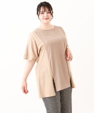 OLKHV39089 eur3(エウルキューブ) 【大きいサイズ】ジャージーコンビトップス ベージュ(82)