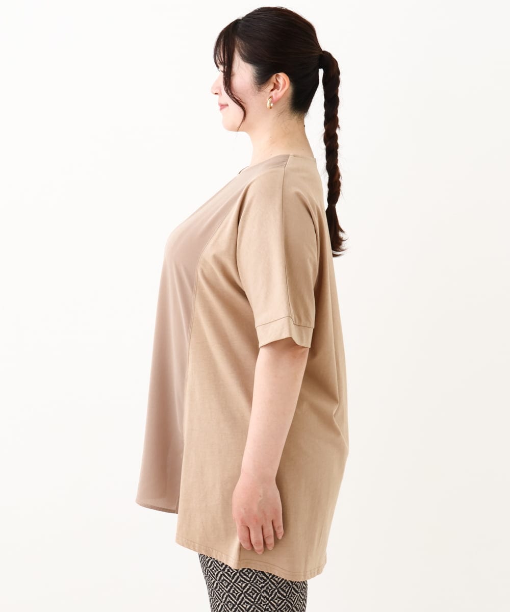 OLKHV39089 eur3(エウルキューブ) 【大きいサイズ】ジャージーコンビトップス ベージュ(82)