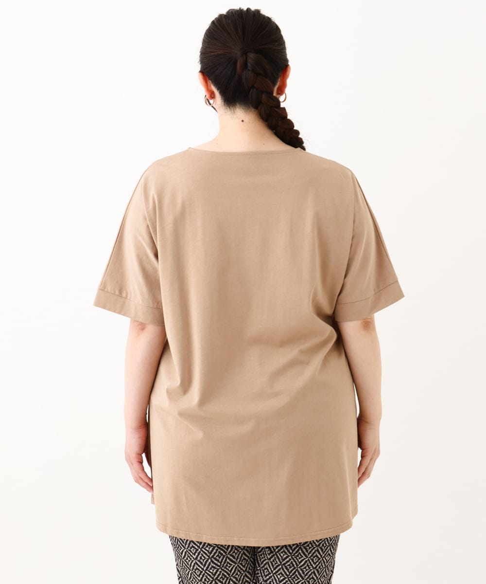 OLKHV39089 eur3(エウルキューブ) 【大きいサイズ】ジャージーコンビトップス ベージュ(82)