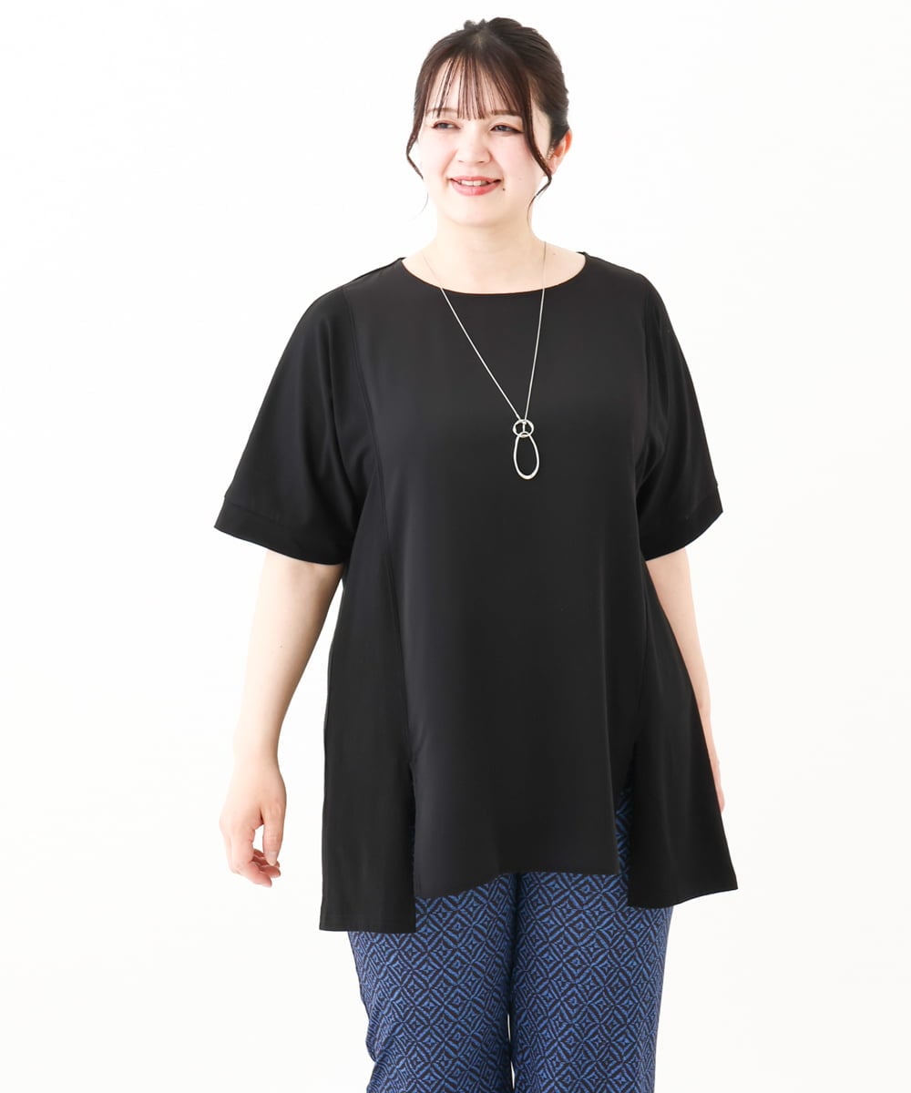 OLKHV39089 eur3(エウルキューブ) 【大きいサイズ】ジャージーコンビトップス ブラック(94)