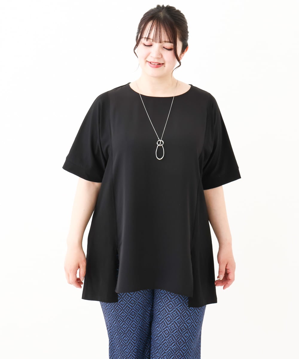 OLKHV39089 eur3(エウルキューブ) 【大きいサイズ】ジャージーコンビトップス ブラック(94)