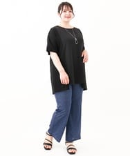 OLKHV39089 eur3(エウルキューブ) 【大きいサイズ】ジャージーコンビトップス ブラック(94)