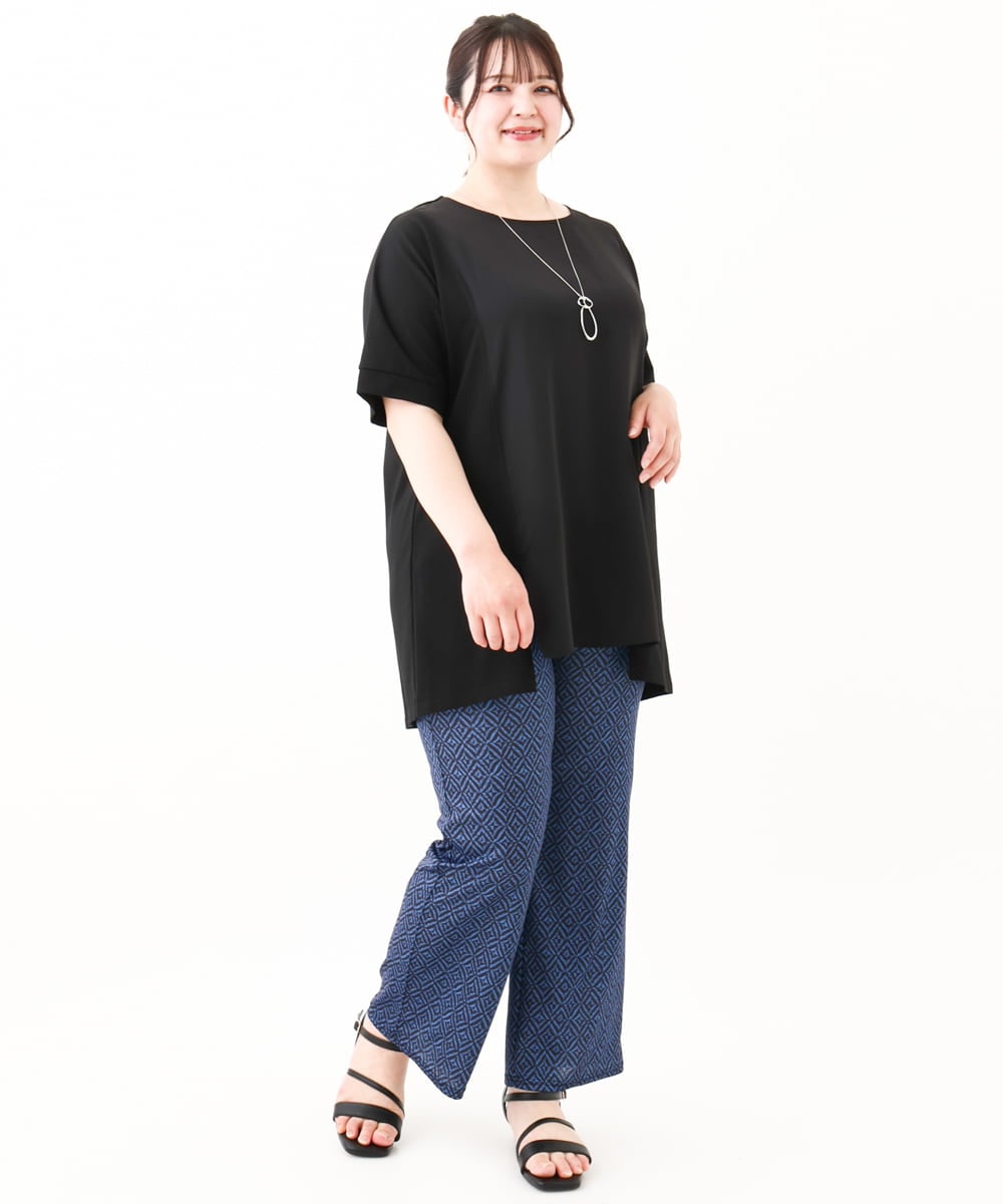OLKHV39089 eur3(エウルキューブ) 【大きいサイズ】ジャージーコンビトップス ブラック(94)
