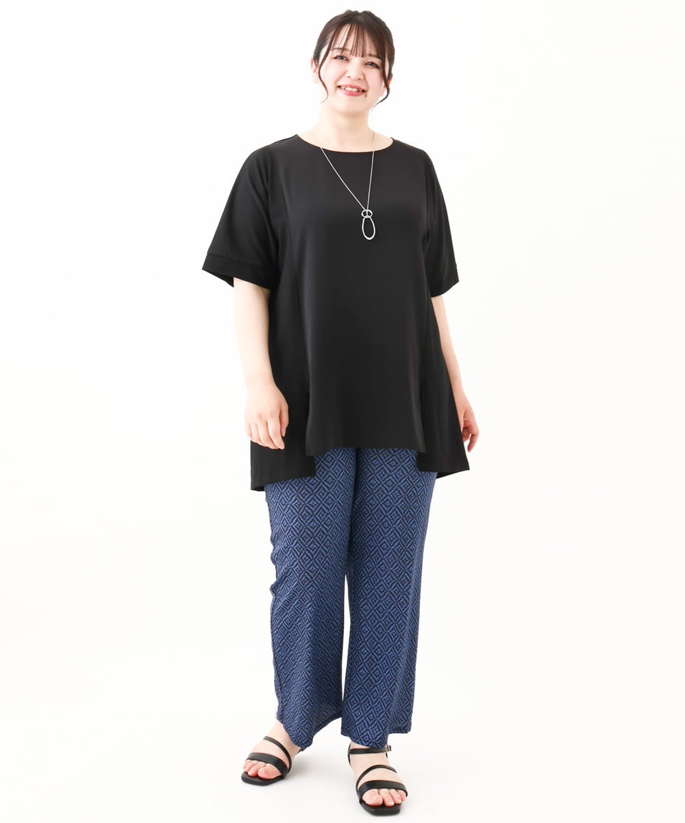 OLKHV39089 eur3(エウルキューブ) 【大きいサイズ】ジャージーコンビトップス ブラック(94)