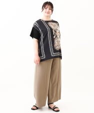 OLKHV48089 eur3(エウルキューブ) 【大きいサイズ/接触冷感】パネルプリントトップス ブラック(94)