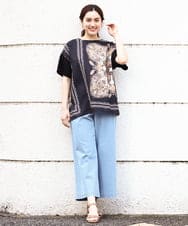OLKHV48089 eur3(エウルキューブ) 【大きいサイズ/接触冷感】パネルプリントトップス ブラック(94)
