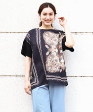OLKHV48089 eur3(エウルキューブ) 【大きいサイズ/接触冷感】パネルプリントトップス ブラック(94)