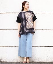 OLKHV48089 eur3(エウルキューブ) 【大きいサイズ/接触冷感】パネルプリントトップス ブラック(94)