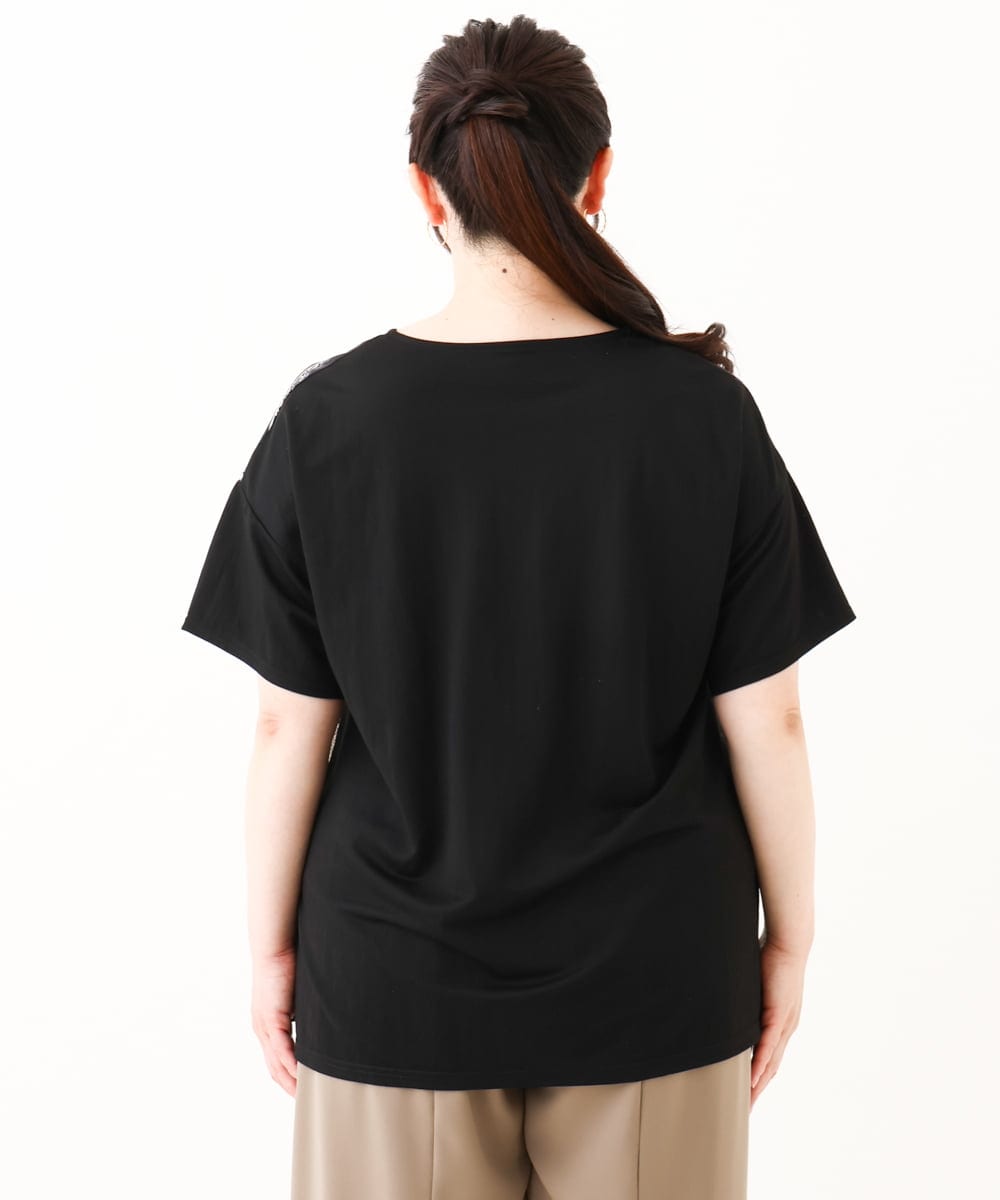 OLKHV48089 eur3(エウルキューブ) 【大きいサイズ/接触冷感】パネルプリントトップス ブラック(94)